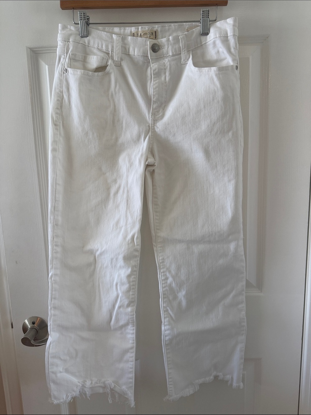 Harper White MR White Kick Crop Jeans with Frayed Hem SZ 30